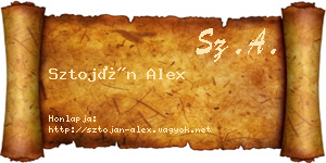 Sztoján Alex névjegykártya